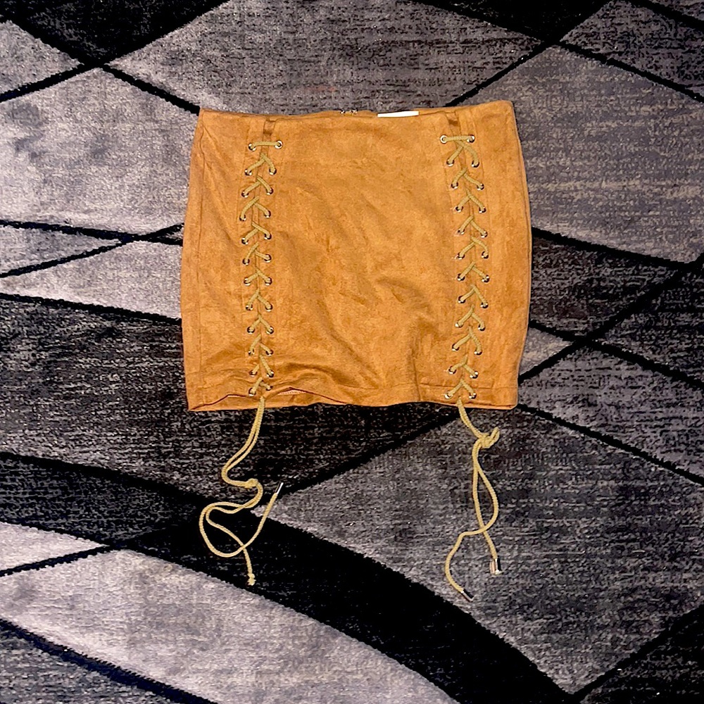 Burnt Orange Faux Suede Mini Skirt